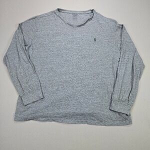 Polo Ralph Lauren Mens‎ Gray Long Sleeve V Neck T Shirt Logo Size XL G